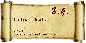 Breiner Gyula névjegykártya